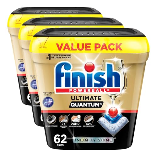 Image of Finish Ultimate Quantum Dishwasher Pods, Infinity Shine, Fresh Scent, 62 Count (Pack of 3)
