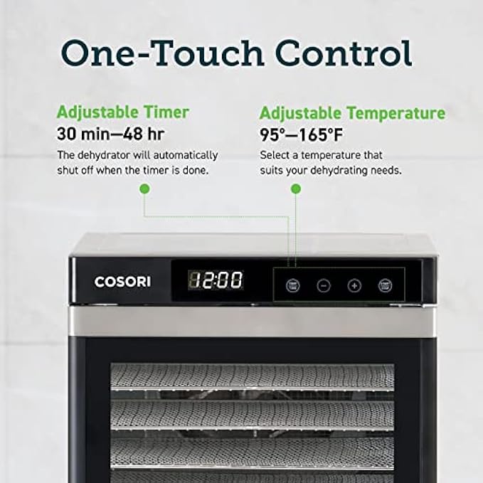 COSORI Food Dehydrator Machine(50 Recipes), 6 Stainless Steel Trays with Digital Timer and