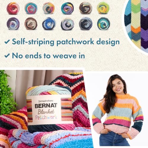 Image of Bernat Blanket Patchwork Yarn for Crocheting Soft, Prism Splash, 2-Pack | #6 Super Bulky Yarn, 100% Polyester, Soft Crochet Yarn for Blankets, Knitting & DIY Crafts, 220yds, 300g /10.5oz per skein