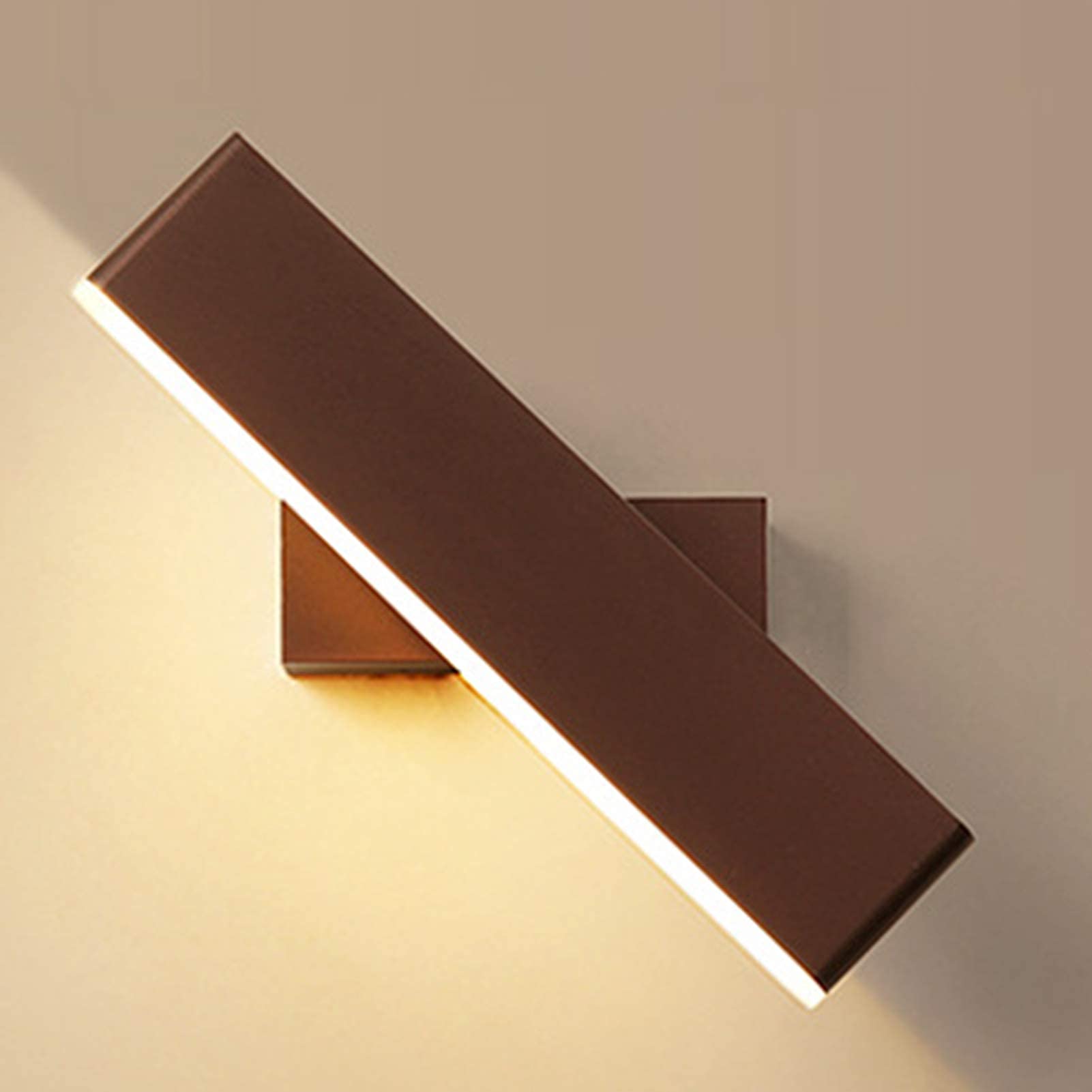 FZQSXAZU Modern 6W LED Wall Lamp 350° Adjustable Indoor Lighting Fixture for Hallways Stairs Hotels & Bedrooms - Brown Applique Sconce Stylish Illumination