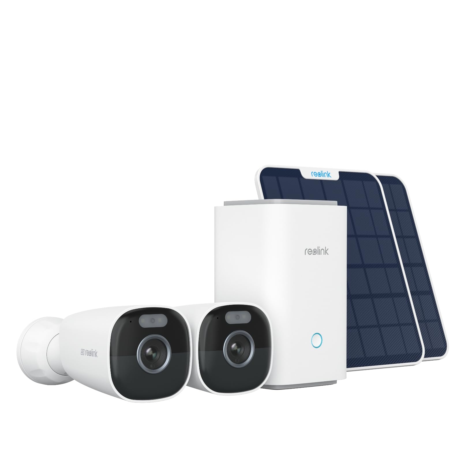 REOLINK 4K Security Cameras Wireless Outdoor System, Encrypted 1 Year Local Storage, Color Night Vision, 2.4/5GHz Wi-Fi, AI Detection, No Monthly Fee, Home Hub with 2X Eco Ultra+Solar Panel
