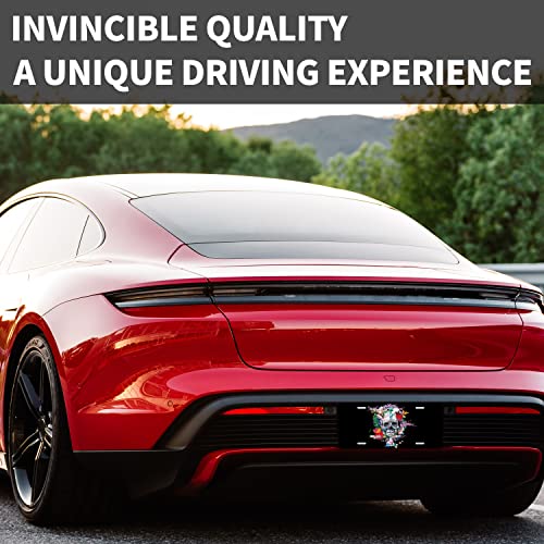 Rose Skull With Flower Car Front License Plate Cover Colorful Candy Skull Floral Personalise License Plate Rust-Proof Stainless Steel Metal Car Plates Tag Novelty Decorative 12.2" X 6.2"Men Women #TOP4