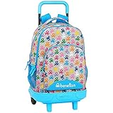 Safta Mochila Escolar con Carro Incluido y Espalada Acolchada de Benetton, Multicolor (Logo)