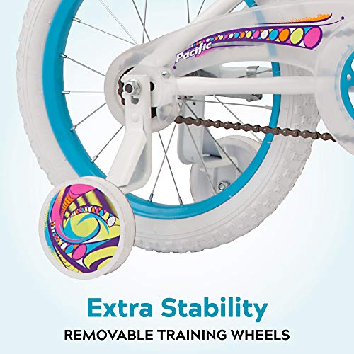 Pacific Twirl BMX Style Kids Bike, for Boys and Girls Ages 3 to 7, Single Speed, 16-Inch Wheels with Removable Training Wheels, Coaster and Hand Brake, White