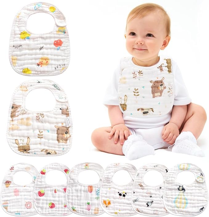10-Pack Baby Bandana Drool Bibs - Organic Cotton Bandana Bibs For Boys, Girls, Baby Bibs (Tea Party