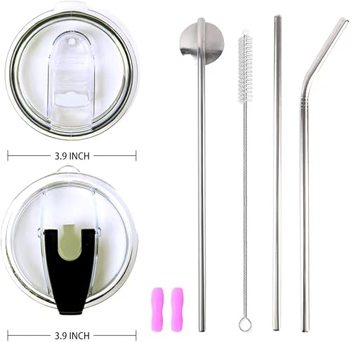 Miniatura 2 de Jormungand Vaso de 30 onzas con pajilla, botella de agua de acero inoxidable aislada al vacío con tapas de repuesto, taza de café amigable con tapa