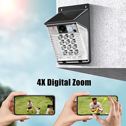 Solar Security Camera Wireless Outdoor 12 Floodlight Camera 1080P Color Night Vision Ip66 Waterproof Camera For Home Security, 2.4Ghz Wifi, Pir Motion Detection, 2-Way Audio, Support Cloud And Sd Card #TOP4