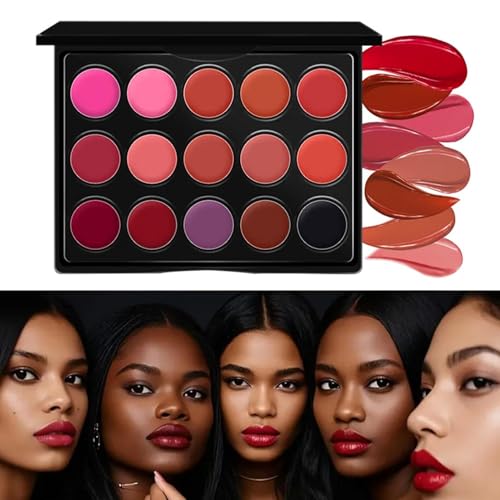 Palette de rouge à lèvres, palette de lèvres,Palette de glaçage aux lèvres de 15 couleurs | Rouge de maquillage hydratant portable pour les rencontres, voyage d'affaires, camping, pique-nique