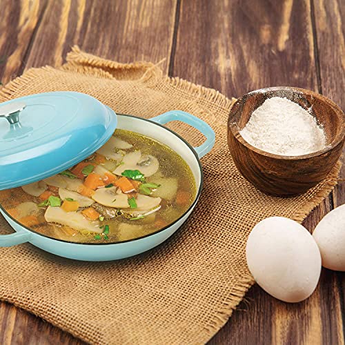 Cookwin Cast Iron Casserole Braiser, 3.8 Quart,Heavy Duty Casserole Skillet With Lid And Dual Handles, Porcelain Enameled Surface Cookware Pot, Mother's Day Gifts For Family Light Blue #TOP7