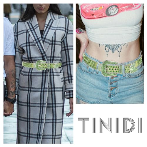 TINIDI Rhinestone Belt for Men Women Western Bling Heart Crystal Diamond Studded Leather Belts for Jean Pants 6