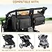 Double Stroller Caddy Compatible with Bob Duallie,Baby Jogger City Mini Gt2 and Zoe Twin V2,Double Stroller Parent Console with Cooler Bag and Cup Holder,Black