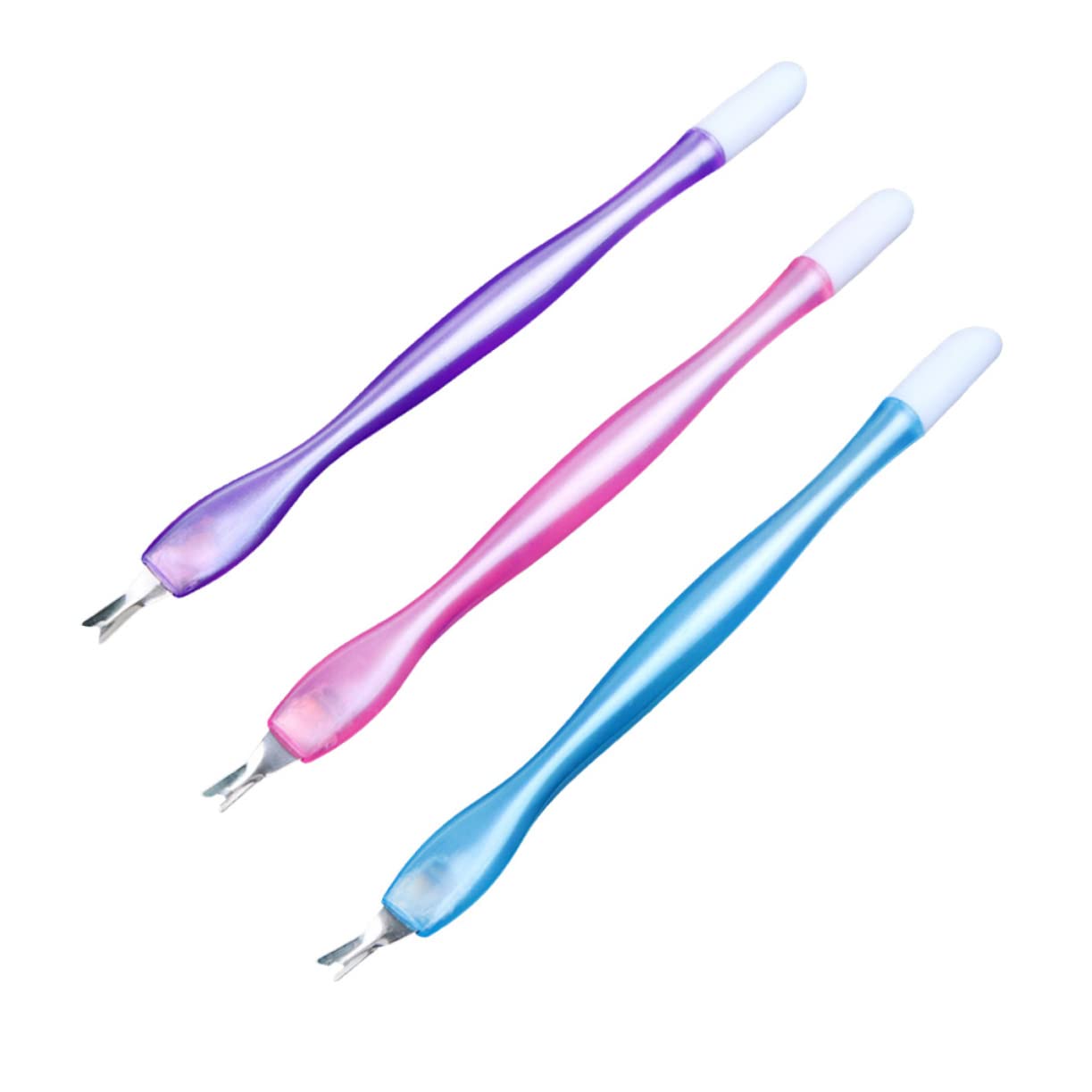 OHPHCALL Fingernail Dead Skin Remover Pen 15pcs Manicure Tools Set Cuticle Tool Trimmer Fork for Home Salon Random Color