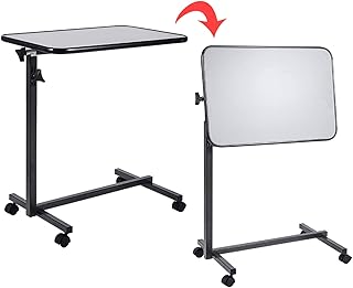 Overbed Tables On Wheels, Height Adjustable Sofa Side Table Mobile Laptop Table Side Table for Bed Sofa Lap Table for Hospital Nursing Reading Eating