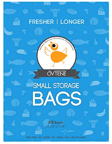OVTENE Food Storage Bags for Cheese, Meat, and Produce - Keeps Food Fresher Longer (20 Small bags 10.5