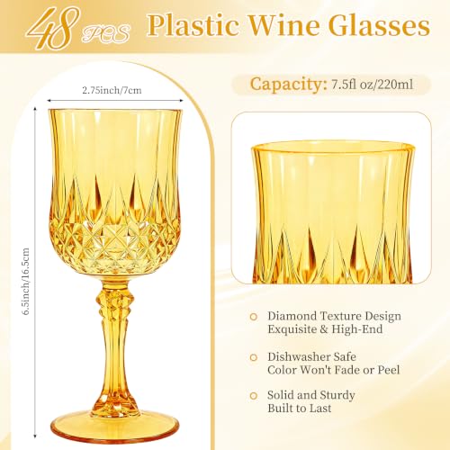 Showgeous 48 Pack Gold Plastic Wine Glasses, Vintage Wine Glasses by Showgeous - Used condition - Image 2