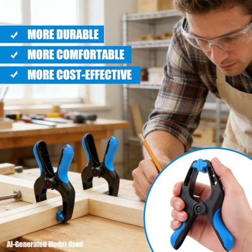 QUAMATE 6 Pack 6 inch Heavy Duty Spring Clamps,Large Plastic Clamps,Spring Clips for Woodworking,Backdrop Stand,Pool Cover, Photography, Crafts by Quamate - Used condition - Image 5