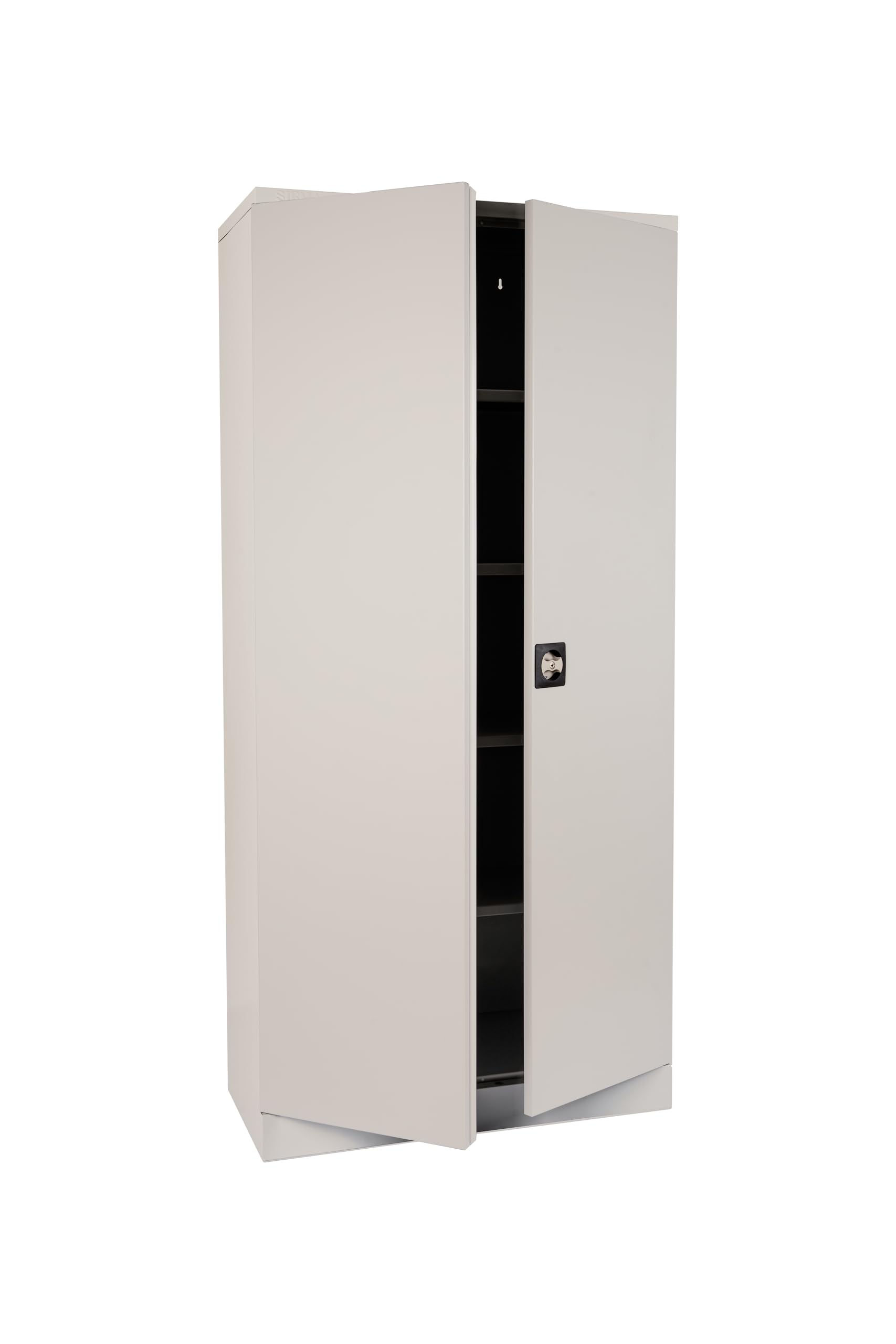 Sigma Armadietto per Documenti in Metallo, 92x42x195 cm, 2 Ante Battenti, 4 Ripiani Regolabili (50 kg Ciascuno), Serratura a Chiave, Maniglia Rotante, Ideale per Ufficio, Garage ed Esterni, Grigio