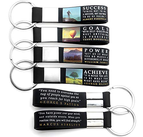 (12-pack) Motivational Quote Keychains - Success, Achieve, Goals, Power - Wholesale Bulk Corporate Key Chains for Christmas Graduation Appreciation Company Business Gifts for Staff Employees Men Women