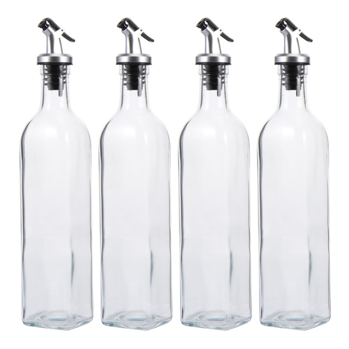 Zerodeko Flacons en Verre 250 Ml Lot de 4 pour Condiments Liquides, Bouteilles Multifonctions Bec Verseur Anti-Goutte, Adaptées à L'Huile d'Olive et Vinaigre Cuisine Domestique