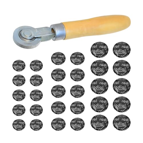 Zpana 31PCS Car Tire Patch Roller Kit 32/45/58 mm Round Vehicle Tire Puncture Repair Set with Patch Roller Automotive Tyre Repair Stitcher Tool Universal for Motorcycle Bike Truck