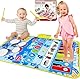 Bibykivn Baby Musikmatte ab 1 Jahr, 3-in-1 Musikmatte Kinder, Klaviermatte Schlagzeugmatte Matte mit 6 Musikinstrumente, Montessori Spielzeug für Jungen Mädchen 1 2 3 4 5 Jahren (Blau)