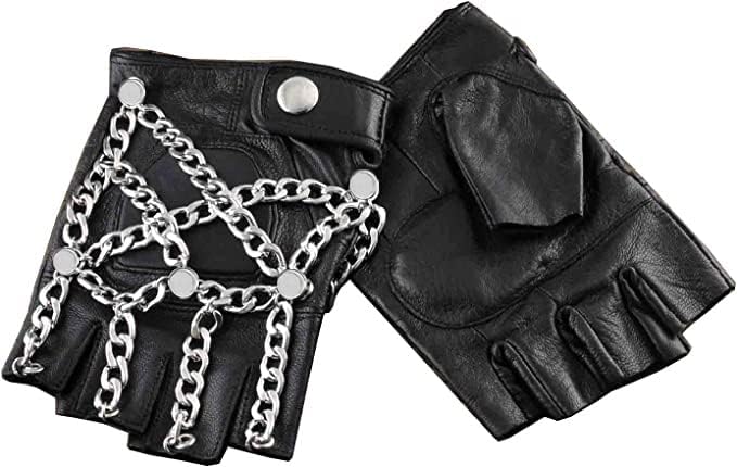New Heavy Metal Chain Men's Half Finger Fingerless Gloves - Image 3