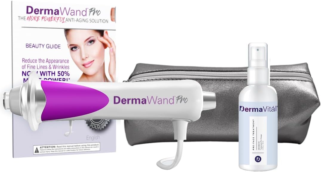 DermaWand Pro - High Frequency, Microcurrent Face Wand - Tighten Skin, Smooth Wrinkles, Reduce Pores, Tone Facial Contours