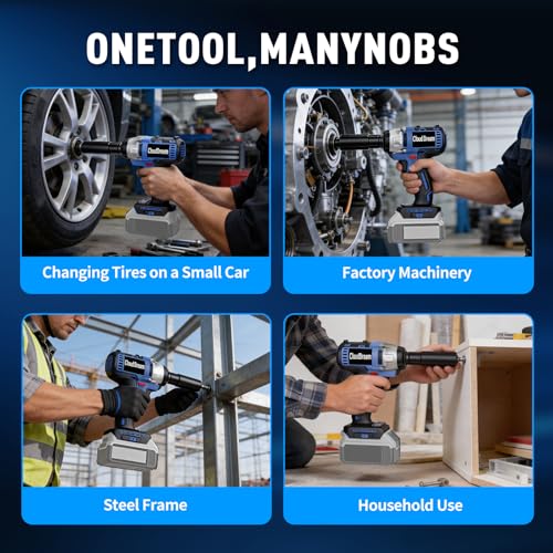 Image of 1 /2 inch Cordless Impact Wrench Compatible with DeWalt Battery, 369Ft-lbs (500N.m) Impact Gun, 2-Speed Brushless Impact Driver for Car Wheels, Trucks, and Rusted Bolts (No Battery Included)