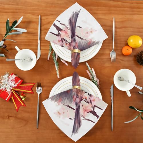 Servilletas de tela con diseño de aves y flores x6 miniatura 5