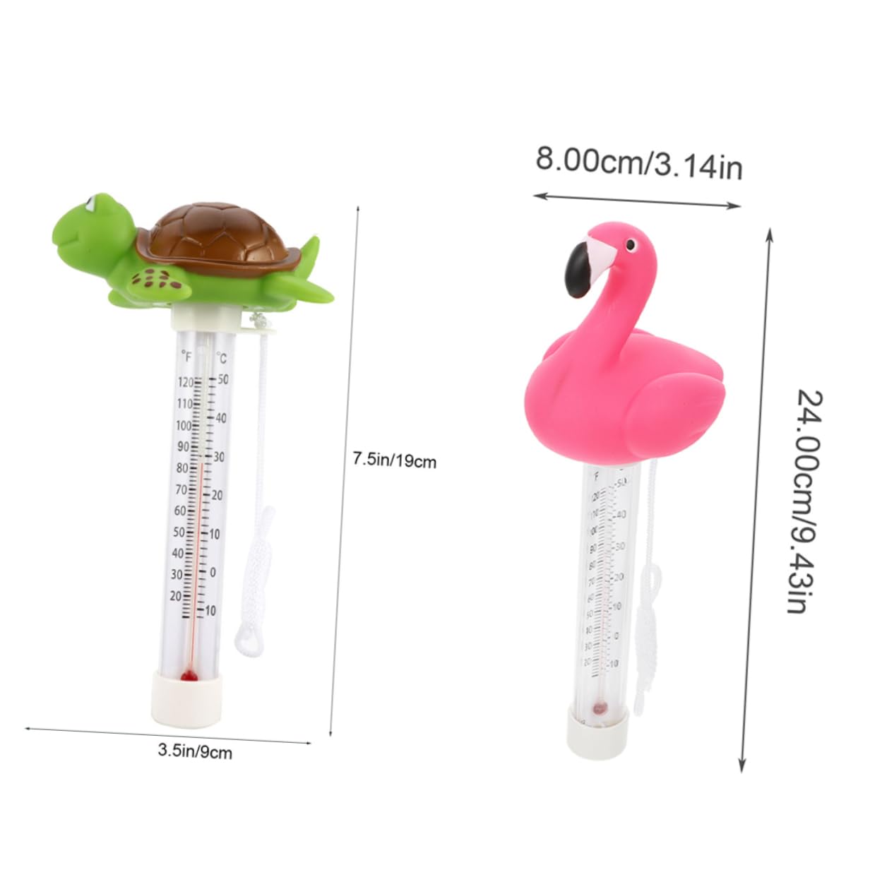 2 Pezzi Termometro Galleggiantper Piscina e Bagnetto Design Flamingo e Misurazione Temperatura Celsius e Fahrenheit Facile Resistente per Esterno