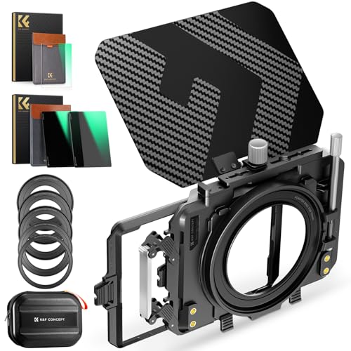 DSLR Camera Matte Box + Square ND0.9 + ND1.8+MC UV (4 Pack) 4'' x 5.65'' Cinema Neutral Density Filters Kit for 67/72/77/82/95mm Lenses