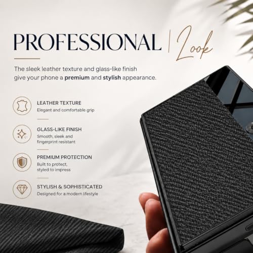 Image of TechTrendz Case for Samsung Galaxy Z Fold 8 Ultra Stand Case with Pen Slot, Flip Electroplated Shockproof Glass Hybrid Leather Flip Cover for Z Fold 8 Ultra Back Cover (Carban Black)