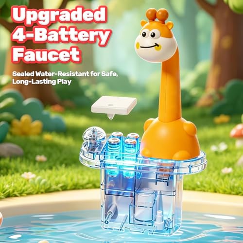Image of HOLYFUN Play Kitchen Sink with Running Water, Water Table Toy, Sink Toy with Functional Faucet, Play Food, Pots & Pans Kitchen Accessories, Realistic Pretend Play Gift Set for Toddlers and Kids (Pink)