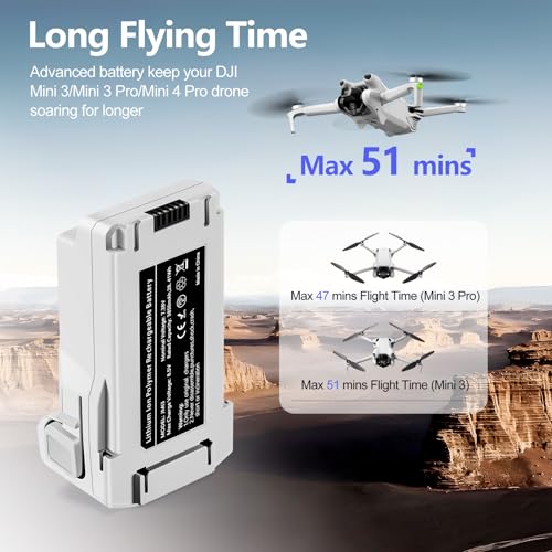 Image of 1 Pack Mini 3 Series Intelligent Flight Battery 3850mAh Upgraded Drone Battery Supports up to 51 Minutes of Flying Time Fully Compatible with DJI Mini 4 Pro /3 Pro /3 Drone
