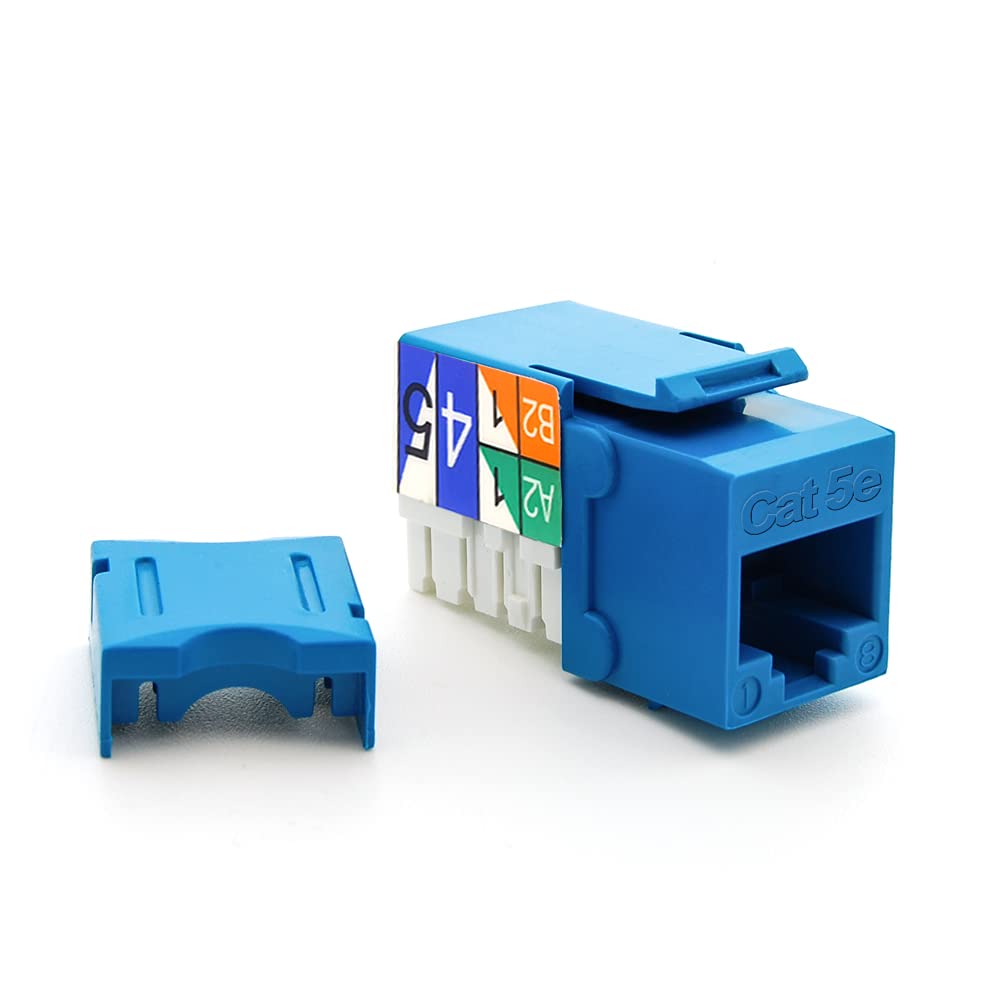 Beszin Cat.5E RJ45 110 Type Keystone Jack (5-Pack, Blue)