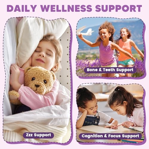 Image of Magnesium Glycinate Gummies for Kids & Adults - 400 /200mg Magnesium Supplement with L-Theanine, Chamomile, D3 & K2, Kids Sleep Gummies Melatonin Free, for Zzz & Relax, Cognition - Sugar Free, 60 Ct