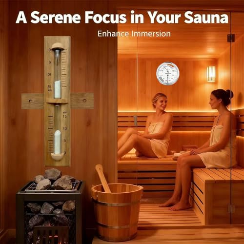15 Minute Sauna Sand Timer, Red Cedar Sauna Hourglass, Heat-Resistant 360° Rotating Wooden Sand Clock, Wall-Mounted Sauna Accessories for Infrared & Traditional Sauna,SPA - Image 5