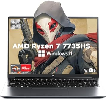 Laptop, 2026 Laptop with AMD Ryzen 7 7735HS (8C/16T, Up to 4.75GHz), 16GB DDR5 512GB NVMe SSD Laptop Computer, Up to 4TB, 16-inch FHD Display, WiFi 6