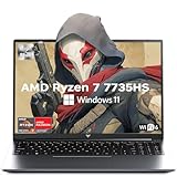 KAIGERR Laptop, 2026 Laptop with AMD Ryzen 7 7735HS (8C/16T, Up to 4.75GHz), 16GB DDR5 512GB NVMe SSD Laptop Computer, Up to 4TB, 16-inch FHD Display, WiFi 6