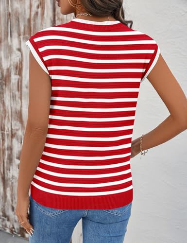 Image of AKEWEI Sweater Vest Women Sleeveless Knitted V Neck Cap Sleeve Pullover Tank Tops 2025 Summer Fall Fashion Causal Trendy