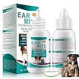 SDJUFEI Ear Mites Clean for Dogs & Cat, with Aloe Vera, Cleaner on Contact & Soothes Itching, Vet-Recommended Formula for Pets Ear Cleaning, Fast-Acting