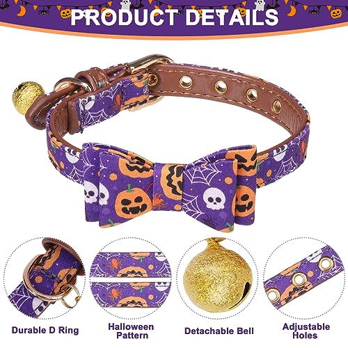 Image of EXPAWLORER Halloween Dog Collar and Leash Set - Dog Bow Tie and Dog Bandana Collar with Bell, Dog Leash Tangle Free, Adjustable Collars for Small Medium Large Dogs Cats, Holiday Ideal Gift for Pets