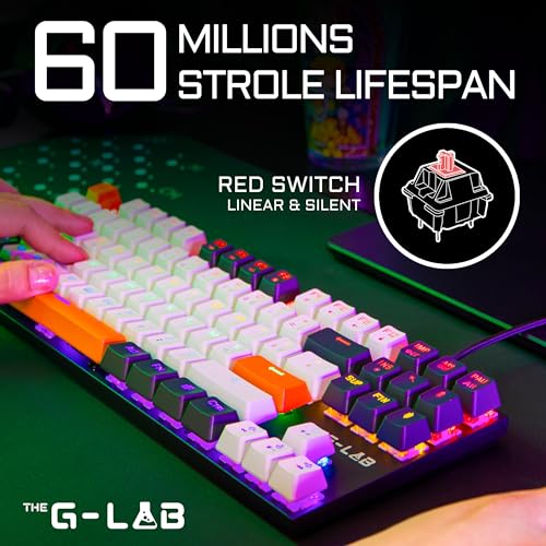 The G-Lab - Keyz Mercury Colors - Tastiera Meccanica TKL 87 Tasti Arancione, Bianco E Nero, Meccanica cablata USB, Retroilluminazione LED RGB- Tastiera Gamer Compact PC/PS5/XBOX - Nuovo 2024 - Tastiera gaming - Immagine 5
