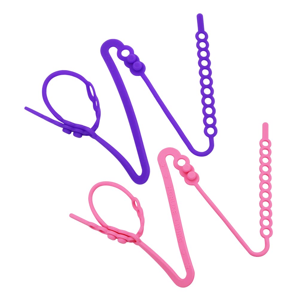 MORLIKE LIVINGSilicone Baby Sippy Cup Holder, Kids Bottle Strap Tether Leash, Toddler Extra Long Toy Pacifier Safety Clips Harness Straps for Stroller, Hanging Baskets, Cribs (Purple & Pink, 2 Pack)