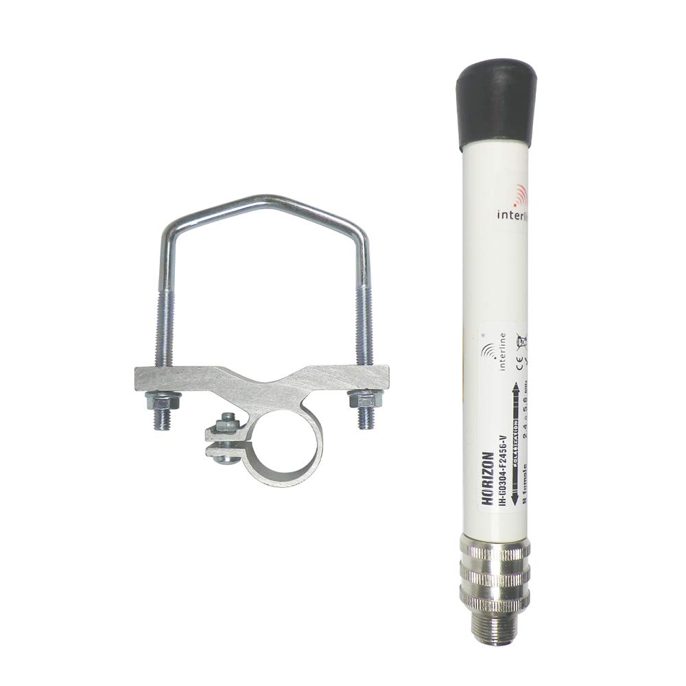 Interline IH-G0405-F2460-V Antenne radio bi-bande Wi-Fi 45db avec antenne omni, résistante aux intempéries, prise N