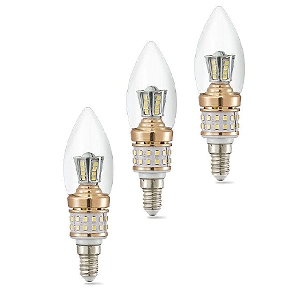 ZYUJIA E14 LED Candle Bulbs Not Dimmable 10W,100W Equivalent,Small Edison Screw 1000LM Chandelier Bulbs,Cool White 6000K Vintage Filament Energy Saving Candelabra Bulb Pack of 3