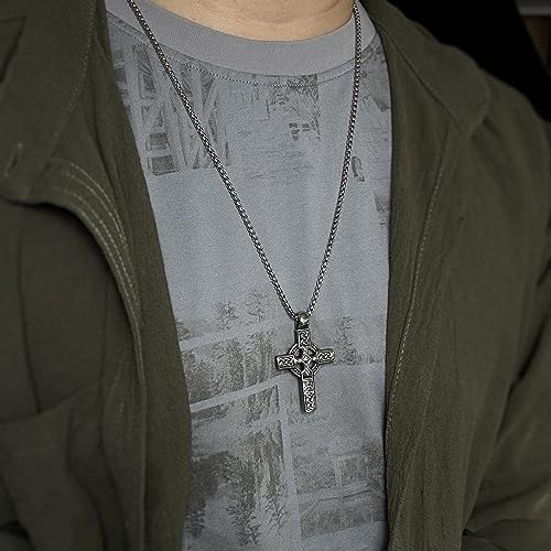 bahamut Celtic Knot Triquetra Cross Pendant Necklace for Men Woman,Vintage Norse Viking irish Trinity Protection Amulet Jewelry Gifts4