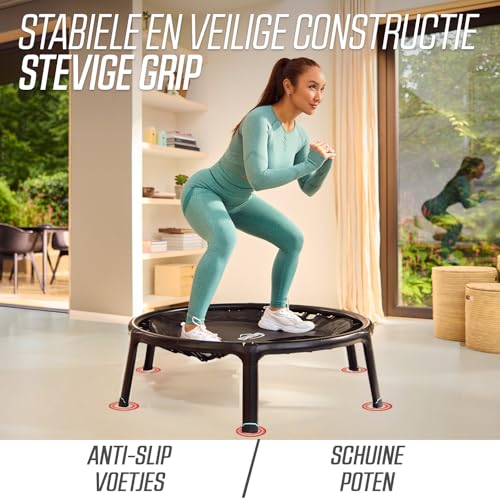 BERG Fitness Trampoline 110 Black | Fitness trampoline voor thuis trainen | Compact ontwerp met inklapbare poten | Instelbare elastieken | Duurzaam en antislip - Afbeelding 6