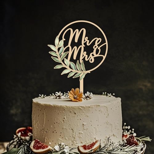 Rustic Wooden Wedding Cake Topper Mr and Mrs - Eco-Friendly, Hand...