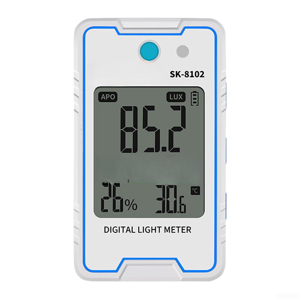 Beleuchtungsmessgerät mit stroboskopischem Flackertest, 0,1–999900 Lux-Bereich, Temperatur- und Feuchtigkeitsmonitor, One-Touch-Bewertung, tragbares Lichtmessgerät für industrielles Labor und (SK-8101